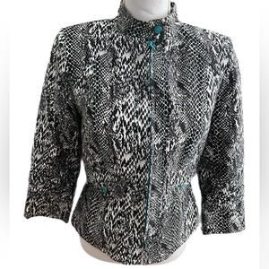 Musette Snake Skin Pattern Jacket Lined Ruched Sleeve Size 6